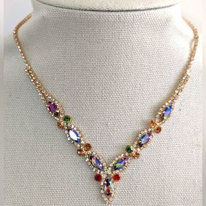 Marquise Stone Accented Rhinestone Necklace
